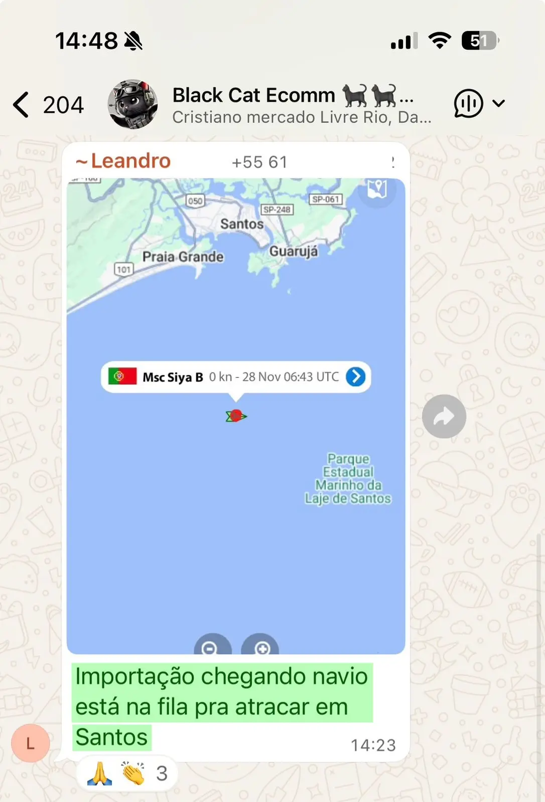 Importação chegando - navio em Santos