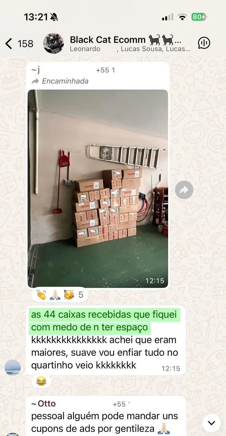 44 caixas recebidas