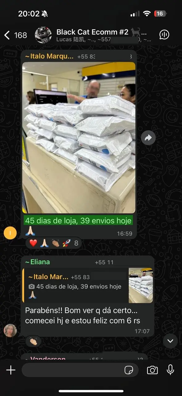 45 dias de loja, 39 envios