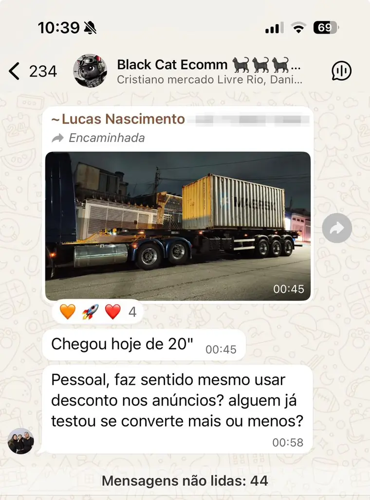 Container de 20 pés chegando da China