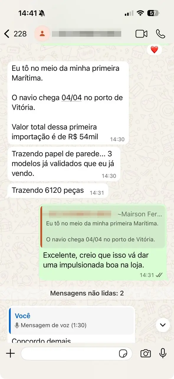 Primeira marítima: R$54 mil importados