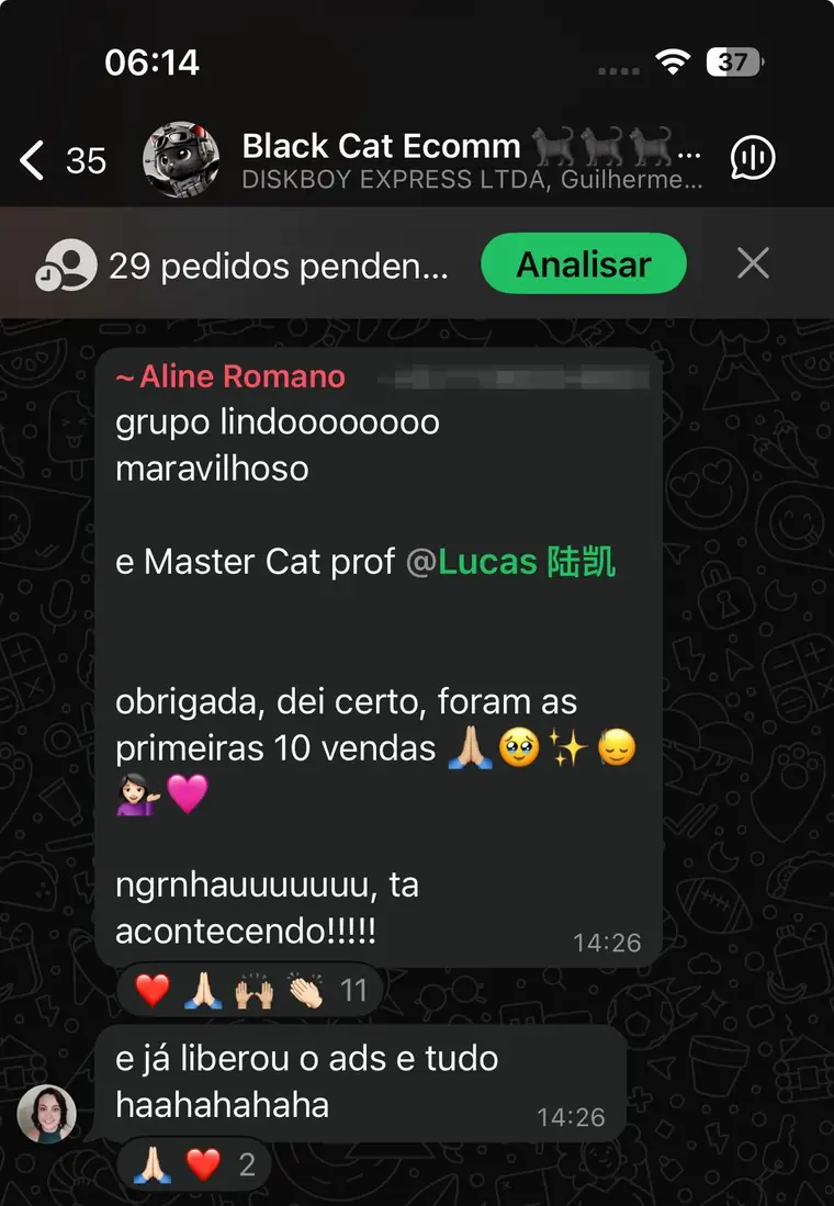 Primeiras 10 vendas comemoradas no grupo